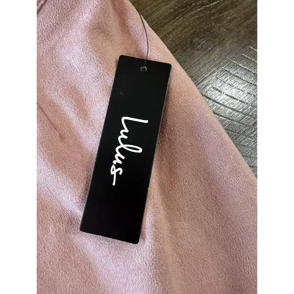 NWT Lulus Superpower Blush Pink Faux Suede Straight Pencil Skirt Lined Back Zip